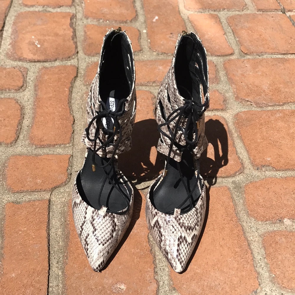 Snake Skin Pointed Toe STEVE MADDEN Heels with Box